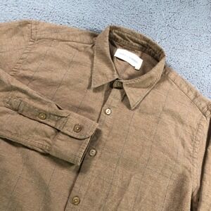 Road To Nowhere Shirt Men Extra Small Brown Windowpane Plaid Lightweight Flannel